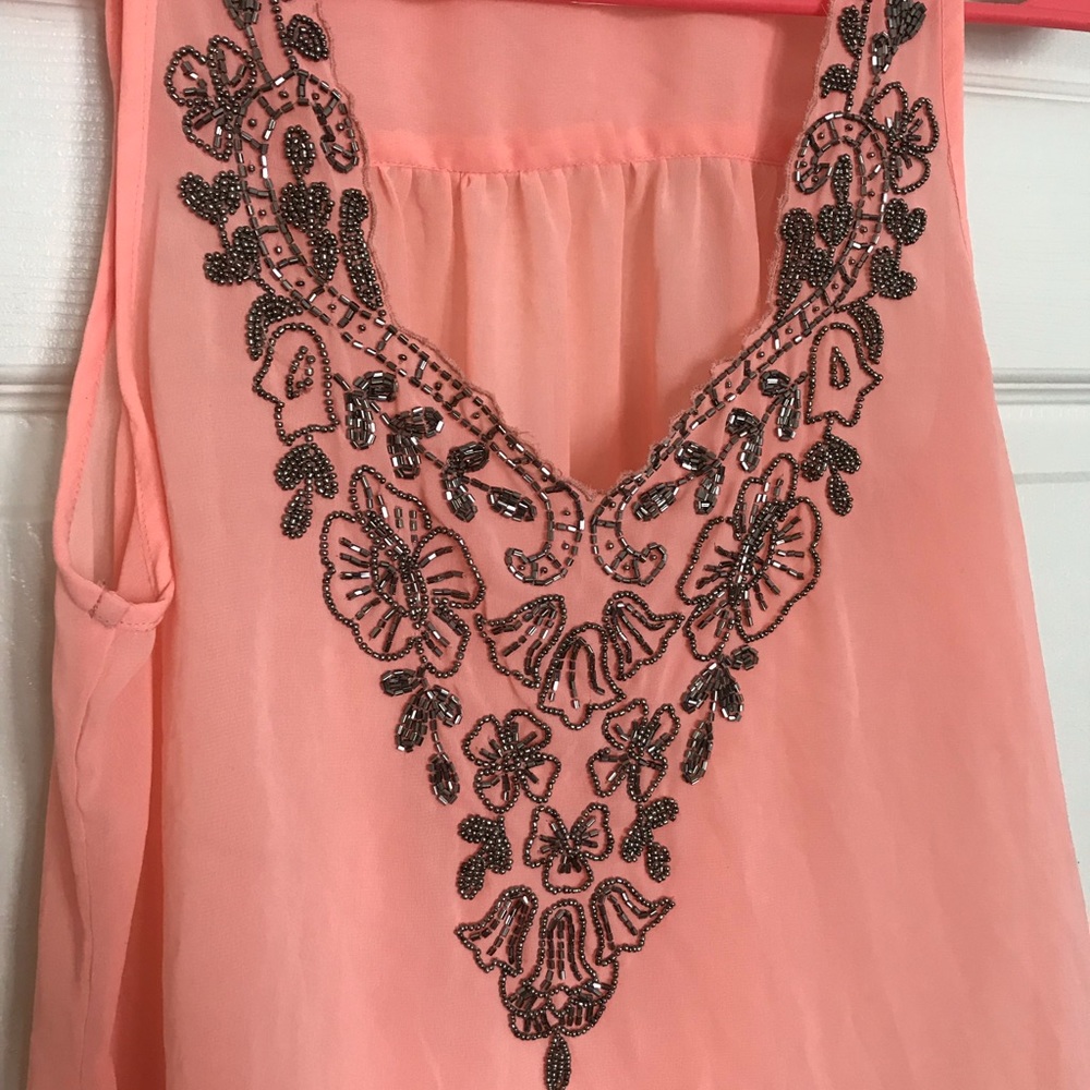 Peach beaded Dressy blouse